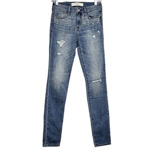 Abercrombie & Fitch The A&F High Rise Embellished Super Skinny Jean Sz 0
